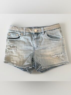 Levi’s Girls Size 12 Shorty Short Denim Shorts Distressed Adjustable Waist